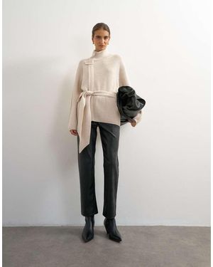 TOPSHOP Chaqueta Utilitaria De Punto Con Cuello Alto Chimenea Y Lana En-Neutro