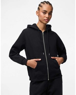 Pieces Sudadera Negra Con Capucha Y Cremallera De - Azul