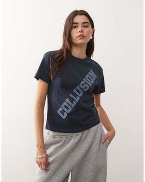 Collusion Logo Anti Fit Tee - Blue