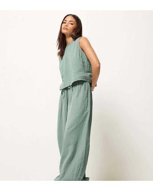 PixieGirl Petite Cheesecloth Button Top - Green