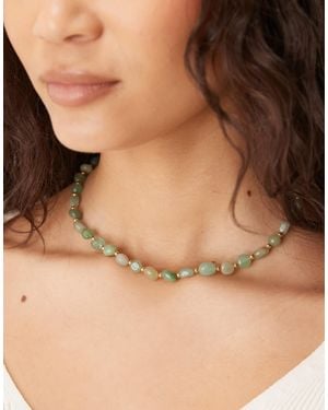 Accessorize – z – aventurin-halskette mit 14-karat-vergoldung - Braun