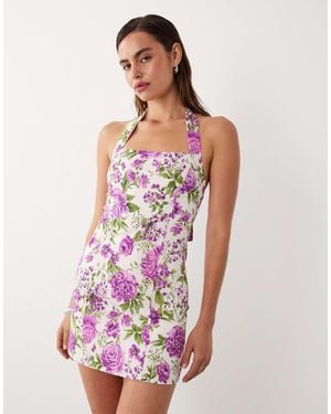 Mango Starring Hailey Bieber Halterneck Mini Dress - White