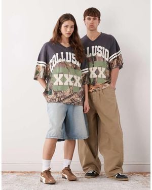 Collusion Unisex Camo Sports Oversized Jersey - Green