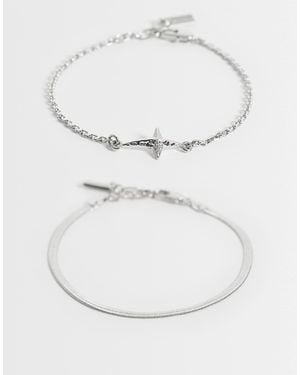 ASOS 2er-pack armband mit schlangenkette und kreuz-anhänger - Weiß