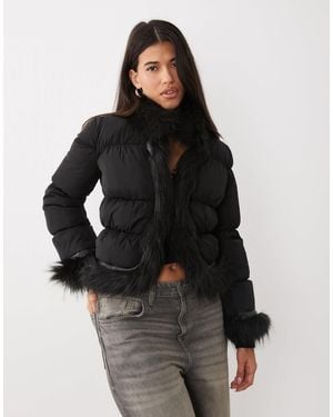I.AM.GIA Billie Faux Fur Trim Hook And Eye Closure Puffer Jacket - Black