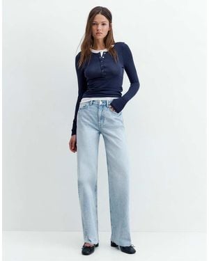 Pull&Bear Straight Wide-leg Jeans - Blue