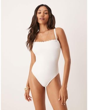 Peek & Beau Swimsuit With Textured Dot Detail - White