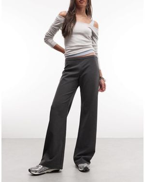 Weekday Flared Suiting Pants With Side Zip - Gray