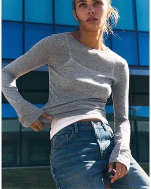 Pull&Bear Feines t-shirt mit doppelter lage - Blau