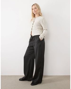Vero Moda High Waist Satin Loose Fit Pants - White