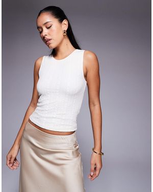 Princess Polly Textured Lace Sleeveless Vest Top - Gray