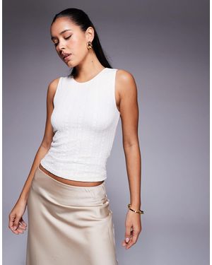 Princess Polly Textured Lace Sleeveless Vest Top - Grey