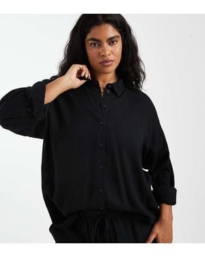 Noisy May Linen Mix Shirt - Black