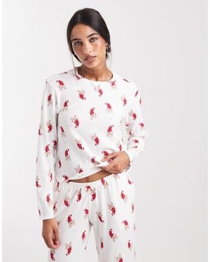 Hollister Scoop Neck Long Sleeve Pyjama Top Co-Ord - White