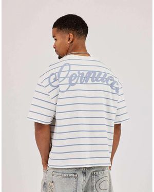 CERNUCCI Boxy Stripe Logo T-Shirt - White