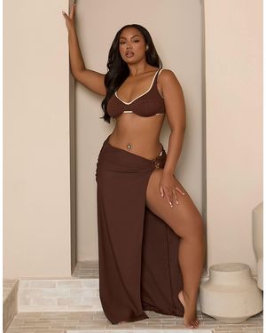 Moda Minx Curve Wrap Maxi Skirt - Brown