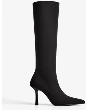 Bershka Fabric High-heel Boots - Black