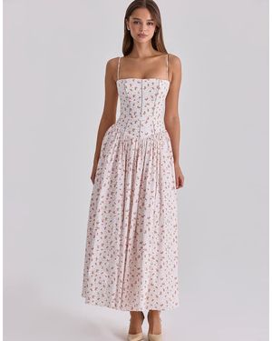 House Of Cb Ysabella Rose Print Cotton Midi Sundress - Pink