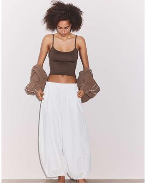 Stradivarius Strappy Polyamide Top - Brown