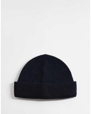 ASOS Knitted Rib Mini Fisherman Beanie - Blue
