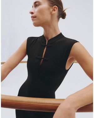 Oysho Comfortlux Long Jumpsuit With Mandarin Collar - Black