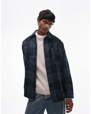 SELECTED – karierte oversize-hemdjacke - Blau