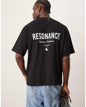 SELECTED T-Shirt Oversize Nera Con Stampa Yin-Yang Sul Retro - Nero