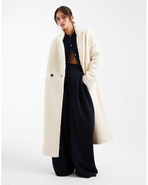 ASOS Wool Rich Textured Oversized Dad Coat - White