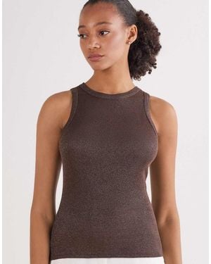 Intimissimi Ribbed Lamé Cotton Vest Top - Grey