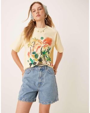 ASOS Pantalones Cortos Vaqueros Con Detalle De Bordes Festoneados De - Azul