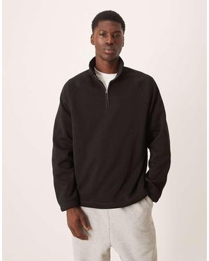 ARKET Jersey Con Media Cremallera Y Mangas Raglán De Felpa Texturizada De - Negro