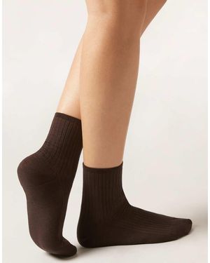Calzedonia Ribbed Short Socks - Brown
