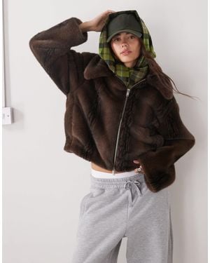 Monki Faux Fur Jacket - Black