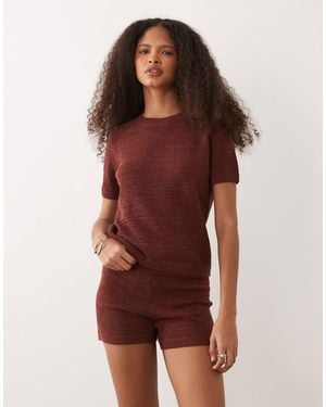 Mango Madeana Knitted Shorts Co-Ord - Red