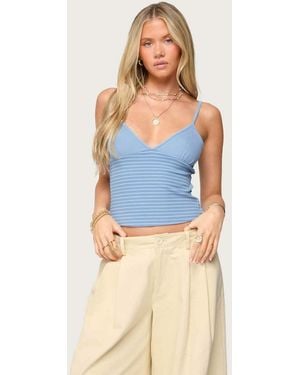 Edikted Hemsley Striped Ribbed Tank Top - Blue