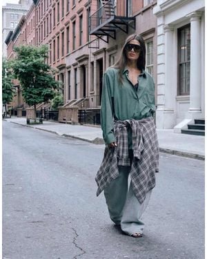 Lioness Notting Hill Oversized Shoulder Pad Detail Multiway Button Front Shirt - Grey