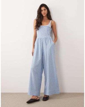 ASOS Mono Largo Azul A Rayas Con Tirantes En Contraste De