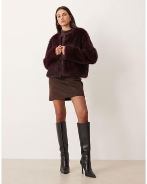 Gina Tricot Faux Fur Short Jacket - Brown