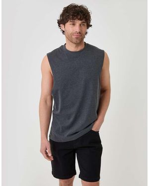 Threadbare Relaxed Fit Cotton Crew Neck Vest - Blue