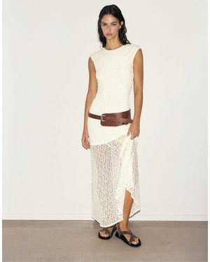 Pull&Bear Figurbetontes midikleid aus spitze - Natur