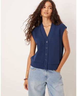 ASOS Sweat Sleeveless Button Through Vest Top - Blue