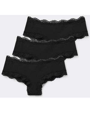 Tezenis Pack Lace And Microfibre Knickers - Black