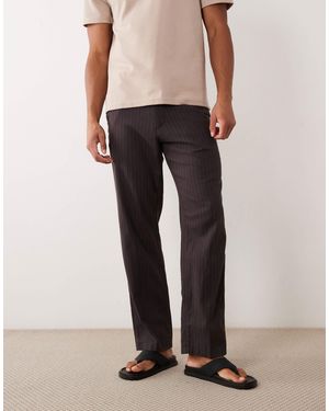 Abercrombie & Fitch – elegante straight-fit-hose aus leinenmix - Braun