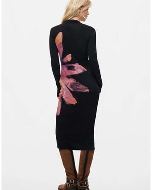 Desigual Maxikleid mit blumenmuster und langen ärmeln - Rot
