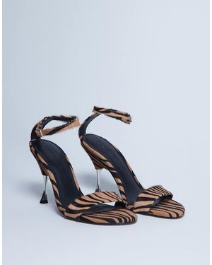 TOPSHOP Fran Real Leather Pony With Metal High Heel - White