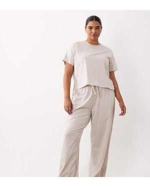ASOS Asos Design Curve Mix & Match Cotton Blend Pyjama Trousers - Natural