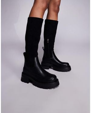 SIMMI Simmi London Chorley Wide Fit Knee Boots With Chunky Sole - Black