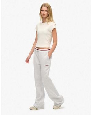 Superdry Athletic Essentials Logo Low Rise Flare Jogger - White
