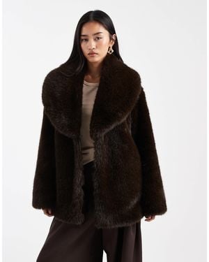 4th & Reckless Faux Fur Oversized Collar Jacket - Black