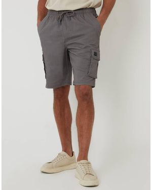 Threadbare Cotton Jogger Style Cargo Shorts With Stretch - Grey